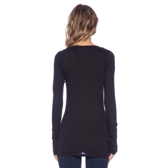 LNA Long Sleeve Deep V-Neck Top Black Size XS - Picture 3 of 3
